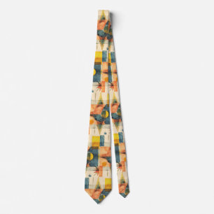 Retro Mid Century Atomic Geometric Pattern Tie