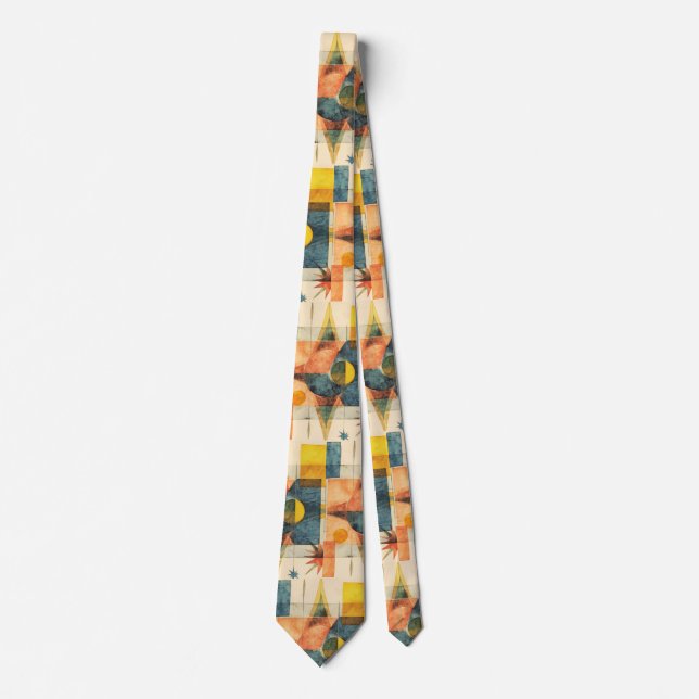 Retro Mid Century Atomic Geometric Pattern Tie (Front)