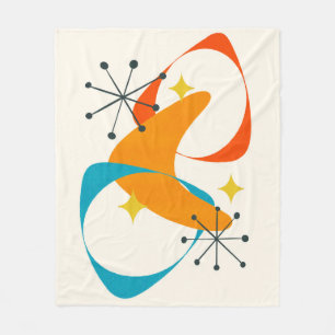 Retro Mid Century Atomic Space Age Abstract 20 Fleece Blanket
