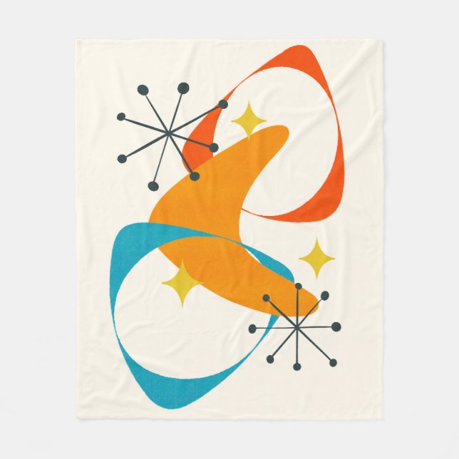 Retro Mid Century Atomic Space Age Abstract 20 Fleece Blanket (Front)