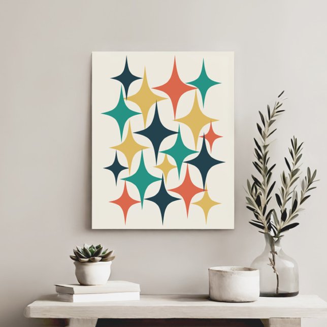 Retro Mid Century Atomic Starburst Star Canvas Print (Creator Uploaded)