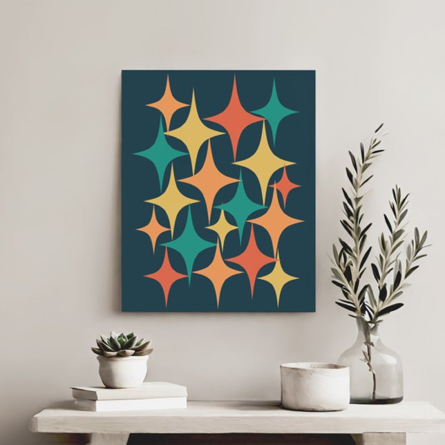 Retro Mid Century Atomic Starburst Star Canvas Print (Creator Uploaded)