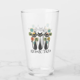 Retro Mid Century Black Atomic Cats MCM Glass
