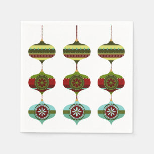 Retro Mid Century Christmas Holiday Bauble Napkin