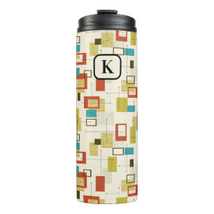 Retro Mid-Century Colourful Geometric Shapes Thermal Tumbler