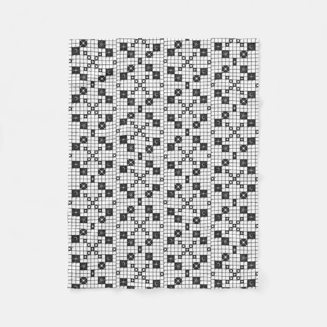 Retro Mid Century Crossword Puzzle Fleece Blanket (Front)