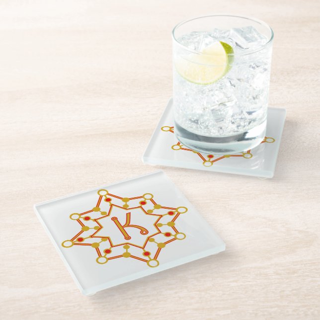 Retro Mid-Century Design Personalized Glass Coaster (Angled)