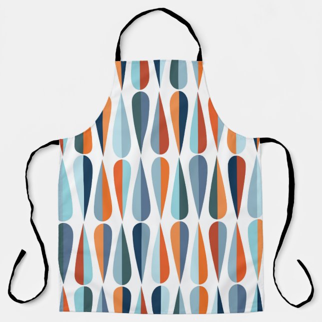 Retro mid-century, drop shapes pattern. apron (Front)