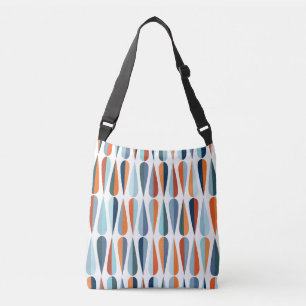 Retro mid-century, drop shapes pattern. crossbody bag