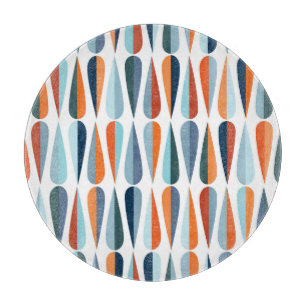 Retro mid-century, drop shapes pattern. cutting board