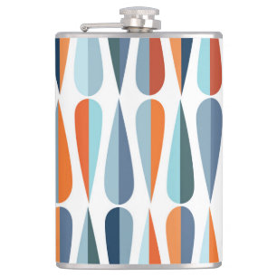 Retro mid-century, drop shapes pattern. hip flask