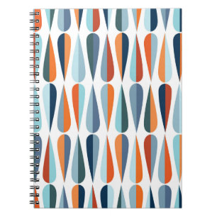 Retro mid-century, drop shapes pattern. notebook