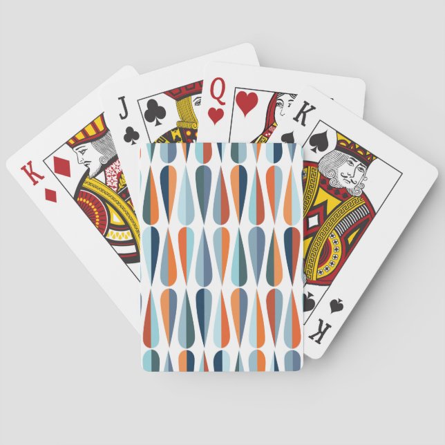 Retro mid-century, drop shapes pattern. playing cards (Back)