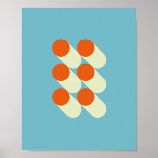 Retro Mid Century Geometric Dots  Poster