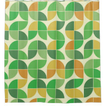 Retro Mid Century Geometric Floral Green 