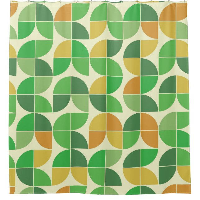 Retro Mid Century Geometric Floral Green  (Front)
