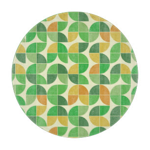 Retro Mid century Geometric floral green Cutting Board
