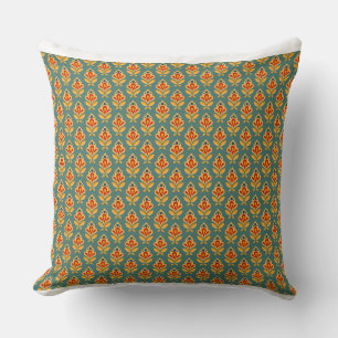 Retro Mid- Century Geometric Print 1970s Patterned Throw Pillow