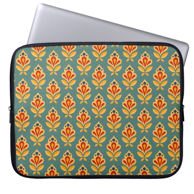 Retro Mid- Century Geometric Print Patterned Laptop Sleeve (Front)