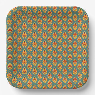 Retro Mid- Century Geometric Print Patterned Paper Plate