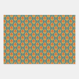 Retro Mid- Century Geometric Print Patterned Wrapp Wrapping Paper Sheet
