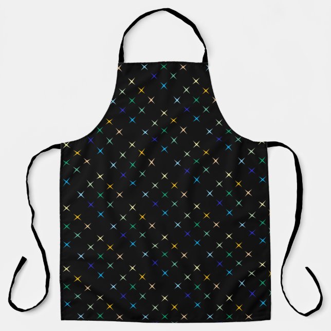 Retro Mid Century Geometric Stars Art Design Apron (Front)