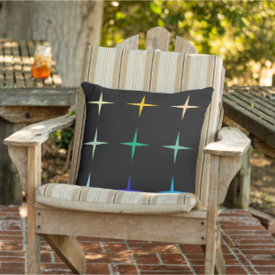 Retro Mid Century Geometric Stars Art Design Outdoor Pillow
