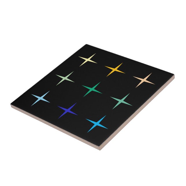 Retro Mid Century Geometric Stars Art Design    Tile (Side)