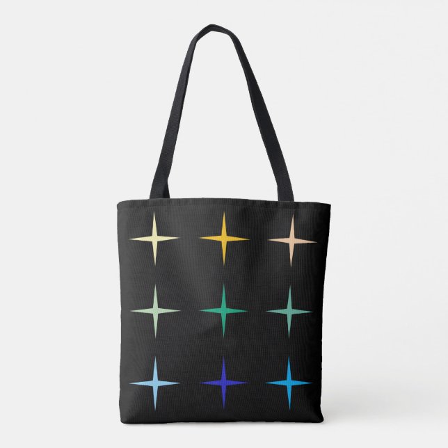 Retro Mid Century Geometric Stars Art Design Tote Bag (Back)