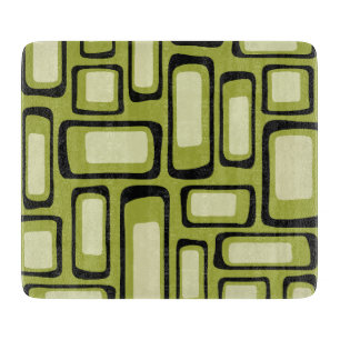 Retro Mid-Century Green Rounded Rectangle Grid  Cutting Board
