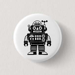 Retro Mid Century Inspired Robot 1 Inch Round Button