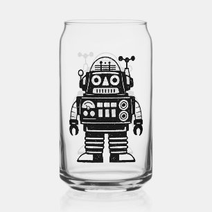 Retro Mid Century Inspired Robot Can Glass