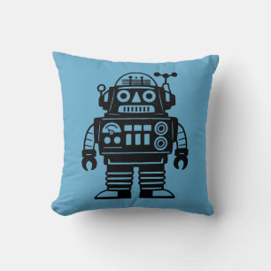 Retro Mid Century Inspired Robot Throw Pillow