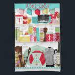 Retro Mid Century Kitchen 2026 Calendar  Towel<br><div class="desc">This 2026 calendar kitchen towel has a retro mid century kitchen art design printed on it. A fun grandma's kitchen shelves from the mid century modern time with lots of canned foods and kitchen gadgets and utensils. Great gift for any mid mod decor lover.</div>