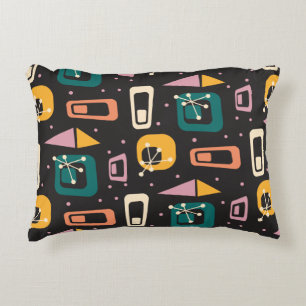 Retro Mid Century Mod Atomic Space Age Black Accent Pillow