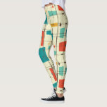 Retro Mid Century Mod Atomic Space Age Teal Red Leggings<br><div class="desc">Retro Mid Century Mod Atomic Space Age Teal Red Leggings</div>
