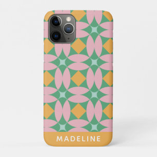 Retro Mid Century Mod Pattern Green Personalized iPhone 11 Pro Case