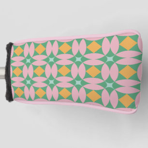 Retro Mid Century Mod Shapes Pattern Pink Green Golf Head Cover