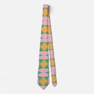 Retro Mid Century Mod Shapes Pattern Pink Green Tie