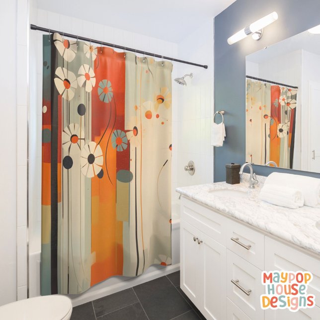 Retro Mid Century Modern (mid century modern shower curtain bathroom decor)