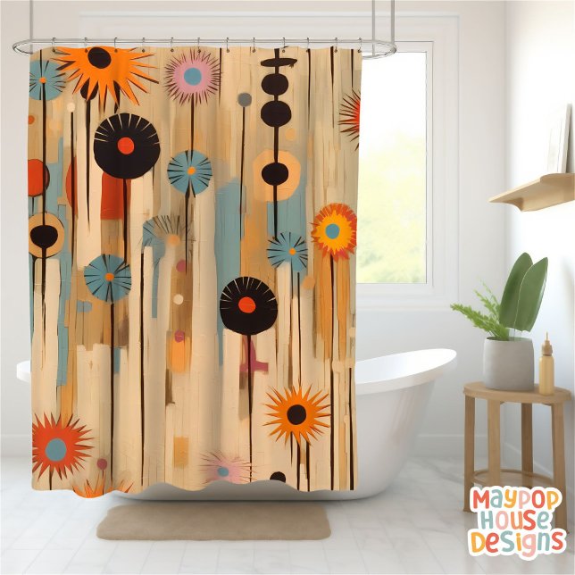 Retro Mid Century Modern (mid century modern shower curtain bathroom decor)