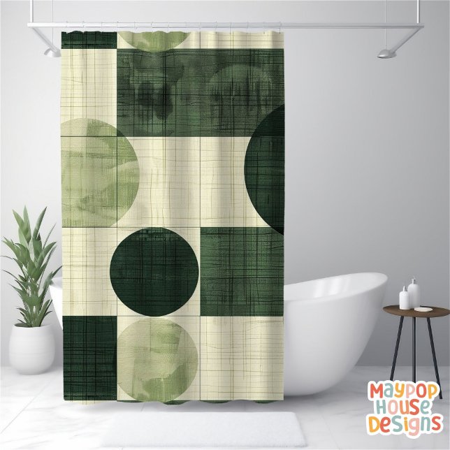 Retro Mid Century Modern Abstract (mid century modern shower curtain bathroom decor)
