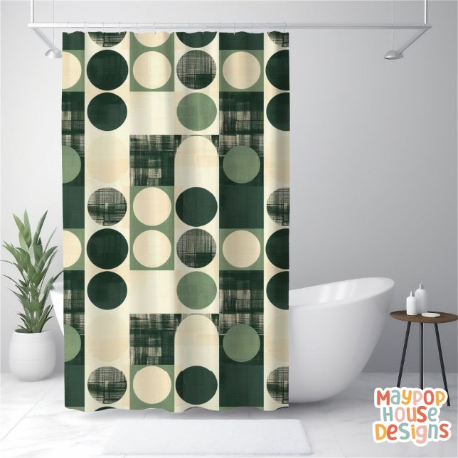 Retro Mid Century Modern Abstract (mid century modern shower curtain bathroom decor)