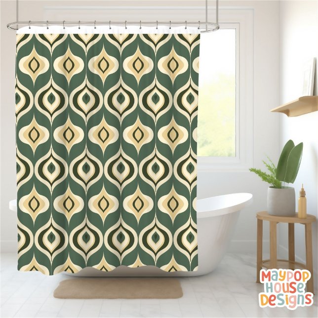 Retro Mid Century Modern Abstract (mid century modern shower curtain bathroom decor)