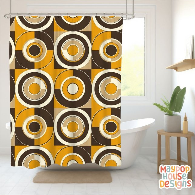 Retro Mid Century Modern Abstract (mid century modern shower curtain bathroom decor)