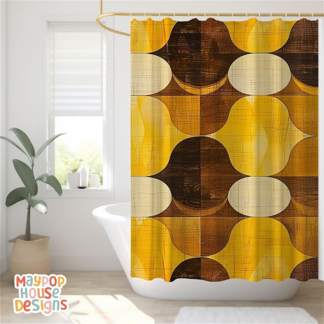 Retro Mid Century Modern Abstract (mid century modern shower curtain bathroom decor)