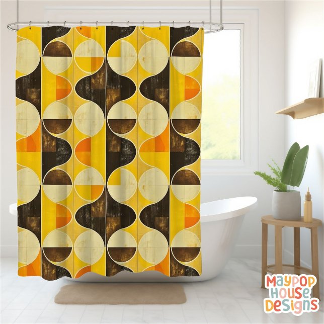 Retro Mid Century Modern Abstract (mid century modern shower curtain bathroom decor)
