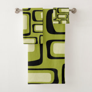 Retro Mid Century Modern Abstract Bath Towel Set