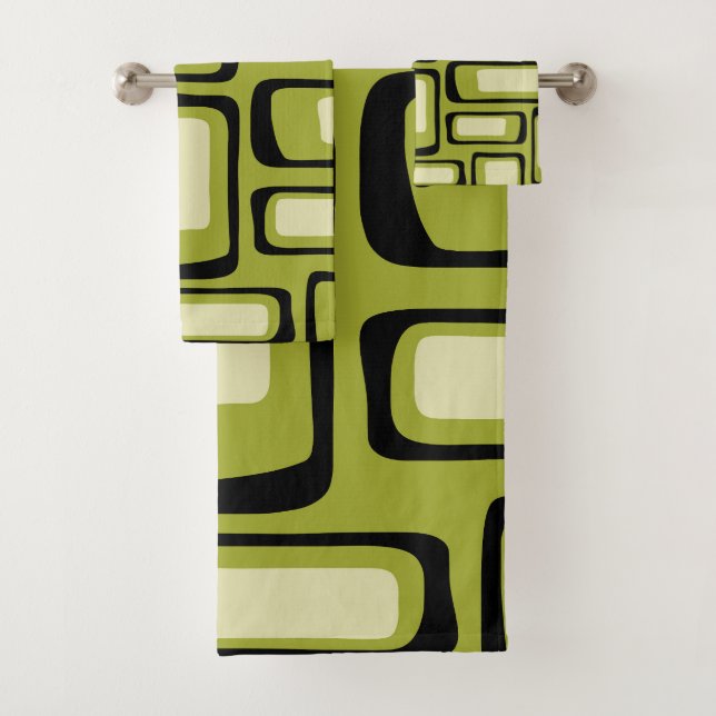 Retro Mid Century Modern Abstract Bath Towel Set (Insitu)