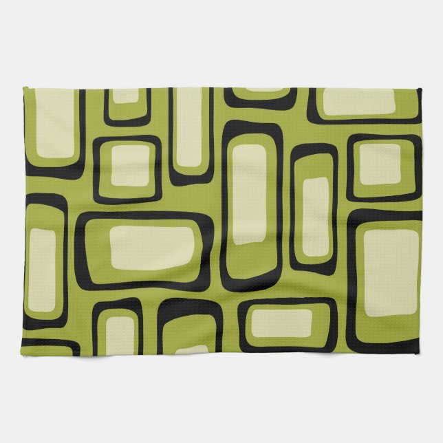 Retro Mid Century Modern Abstract Kitchen Towel (Horizontal)